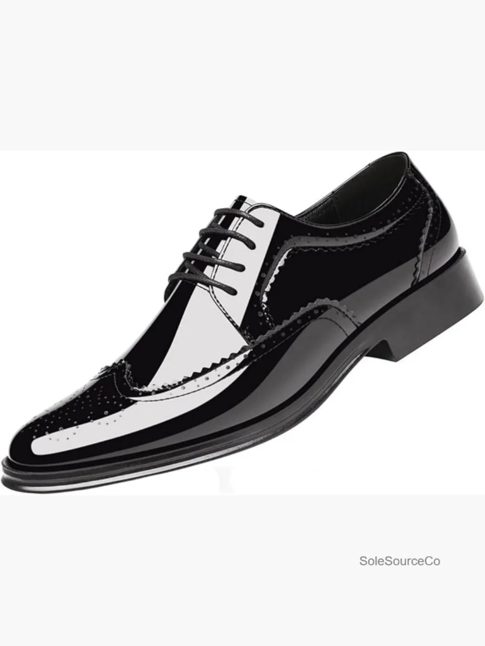 Men's Patent Leather Wingtip Brogue Oxfords Dress Shoes Lace Up Formal Derby
